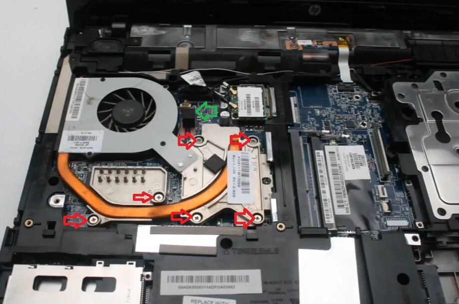Разборка HP ProBook 4520s система охлаждения